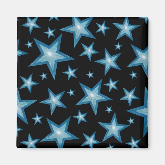 Blue Stars fridge magnet square black (Front)