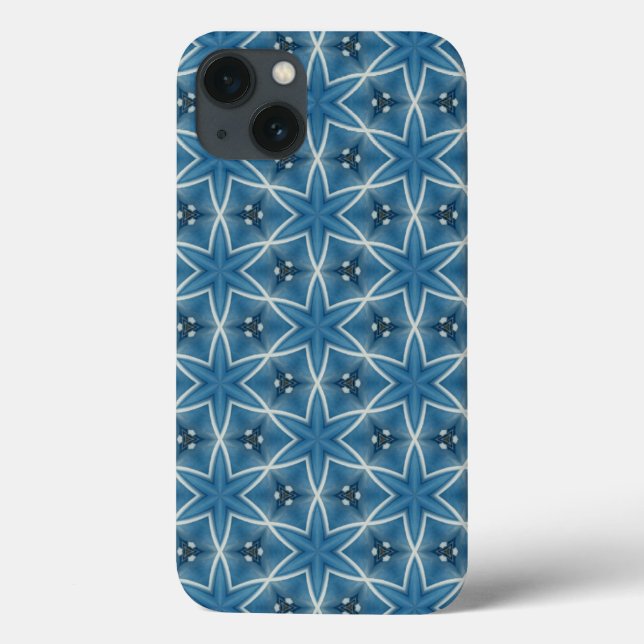 Blue Stars Geometrical Kaleidoscopic Pattern Case-Mate iPhone Case (Back)