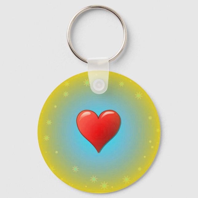 Blue Stars Heart Keychain (Front)