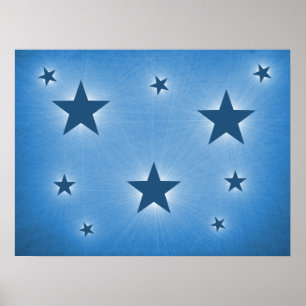 Blue Stars in the Night Sky Poster