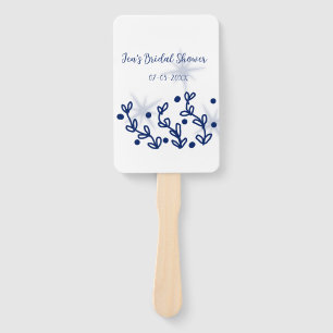 Blue stars leaves royal luxury bridal shower hand fan