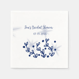 Blue stars leaves royal luxury bridal shower napkin