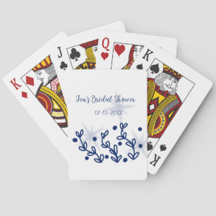 Blue stars leaves royal luxury bridal shower playing cards