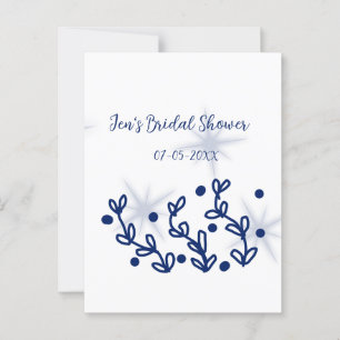 Blue stars leaves royal luxury bridal shower postcard