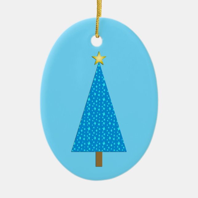 Blue stars modern Christmas tree Ceramic Tree Decoration (Front)