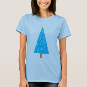 Blue stars modern Christmas tree T-Shirt