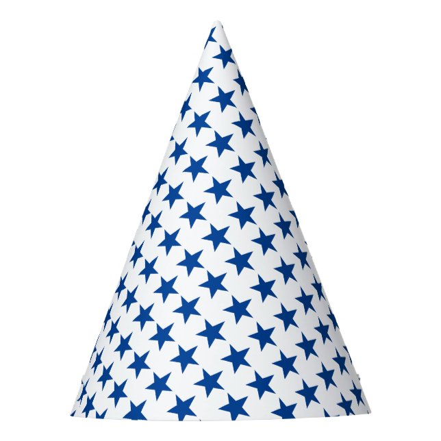 Blue Stars Pattern on White American Flag Theme Party Hat (Front)