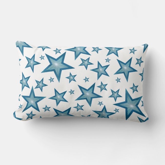 Blue Stars printed lumbar white back Cushion (Front)