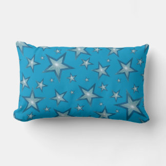 Blue Stars printed throw pillow lumbar blue