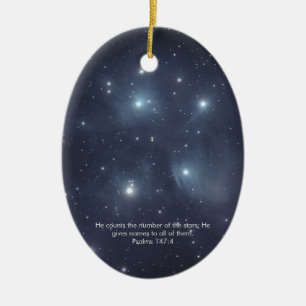 Blue Stars Psalms Scripture Ceramic Tree Decoration