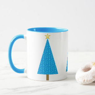 Blue stars retro modern Christmas tree Coffee Mug