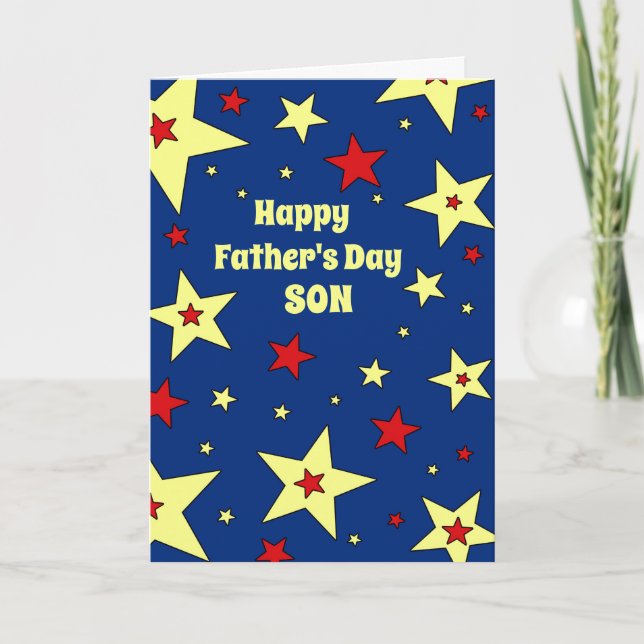 Blue Stars Son Happy Father's Day Card (Front)