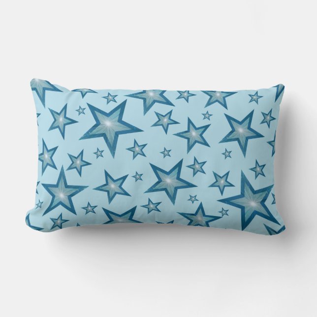 Blue Stars 'Text' lumbar pale blue Cushion (Front)