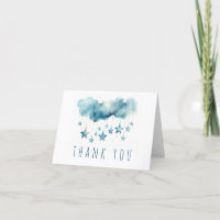 Blue stars thank you folded card