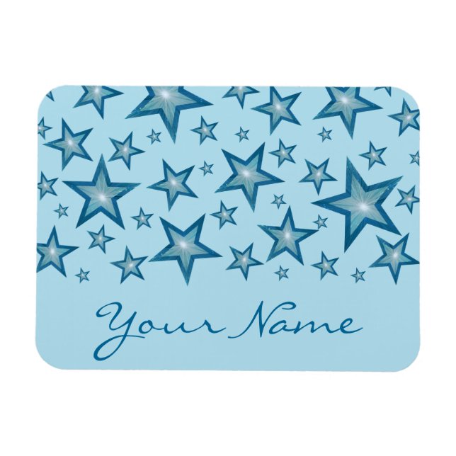 Blue Stars 'Your Name' flexible magnet blue (Horizontal)