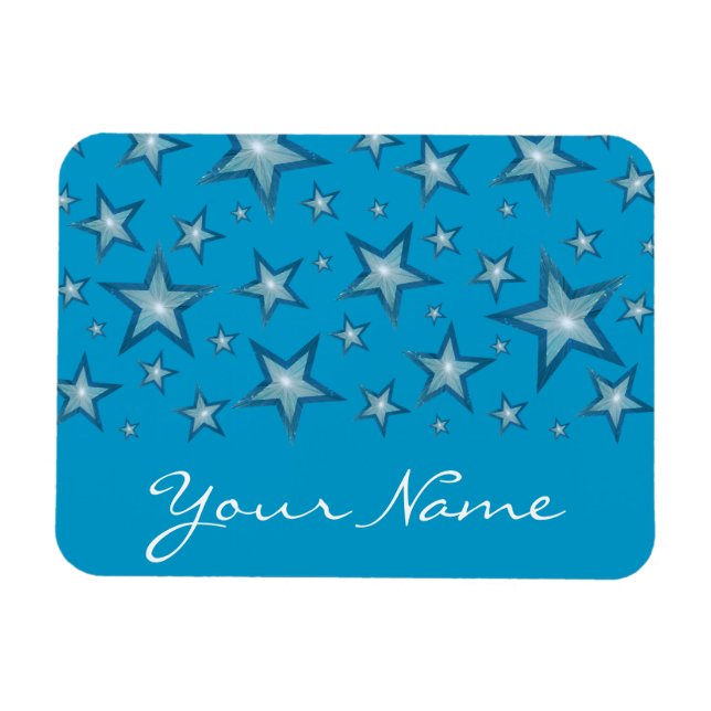 Blue Stars 'Your Name' flexible magnet blue (Horizontal)