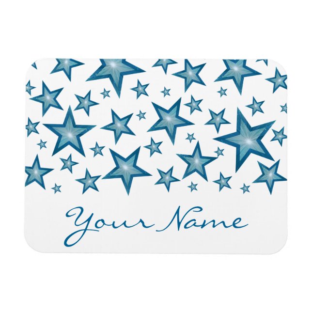 Blue Stars 'Your Name' flexible magnet white (Horizontal)