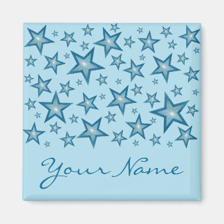 Blue Stars 'Your Name' magnet square pale blue