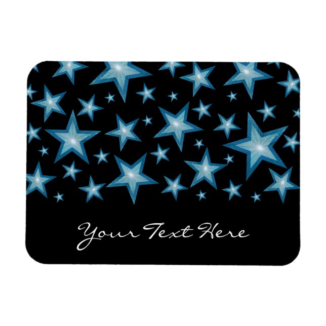 Blue Stars 'Your Text' flexible magnet black (Horizontal)