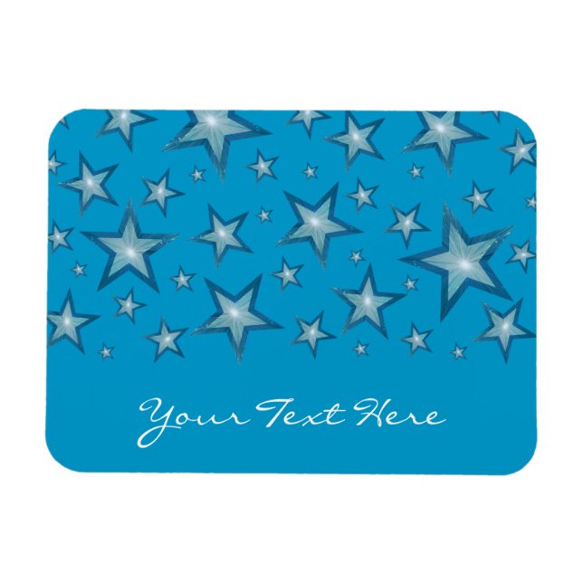 Blue Stars 'Your Text' flexible magnet blue (Horizontal)
