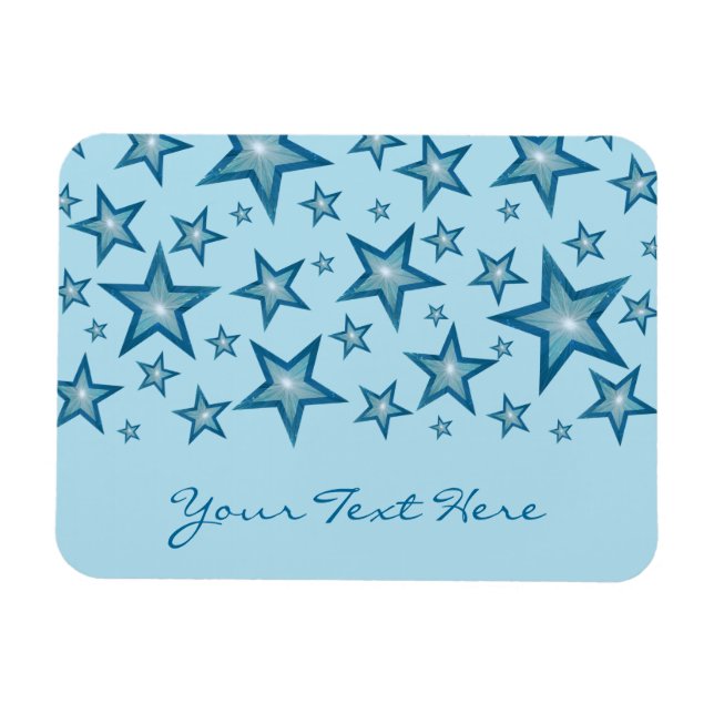 Blue Stars 'Your Text' flexible magnet pale blue (Horizontal)