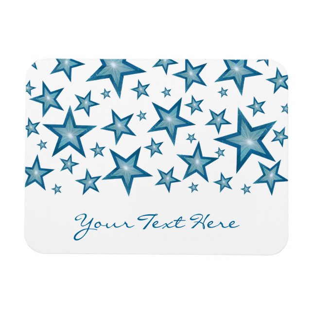 Blue Stars 'Your Text' flexible magnet white (Horizontal)