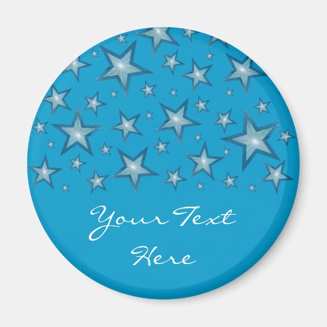Blue Stars 'Your Text' fridge magnet blue (Front)