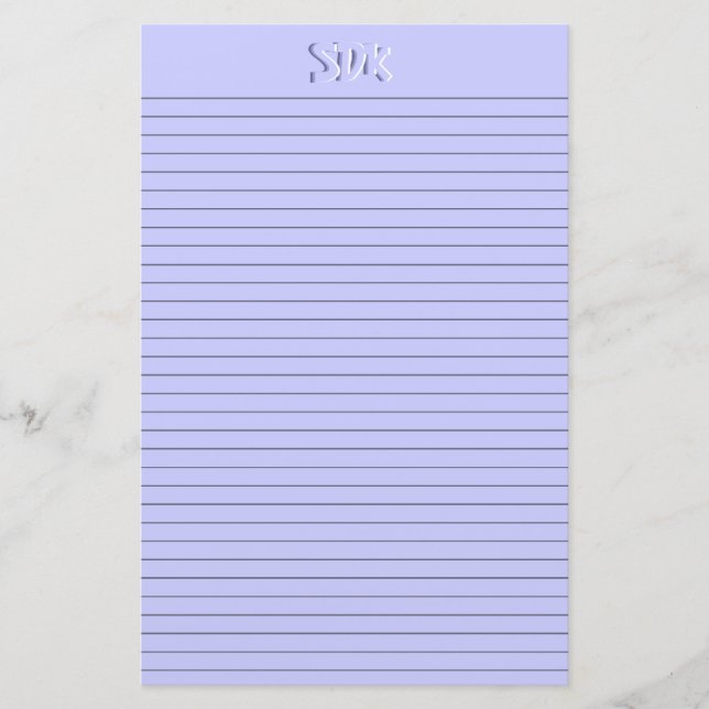 Blue Stationery Paper Monogram optional lines (Front)