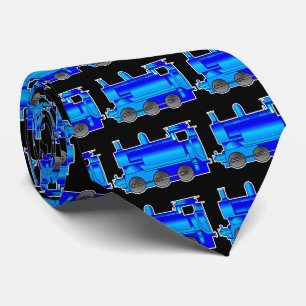 Blue Steam Train, Railway Gift for Train Fans Tie