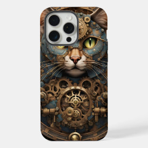 blue steampunk cat AI art iPhone 15 Pro Max Case