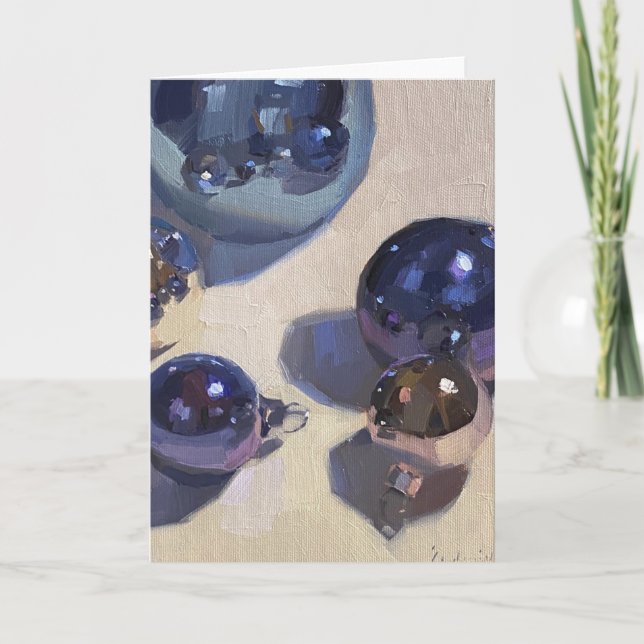 Blue Steel Blank Christmas Card (Front)