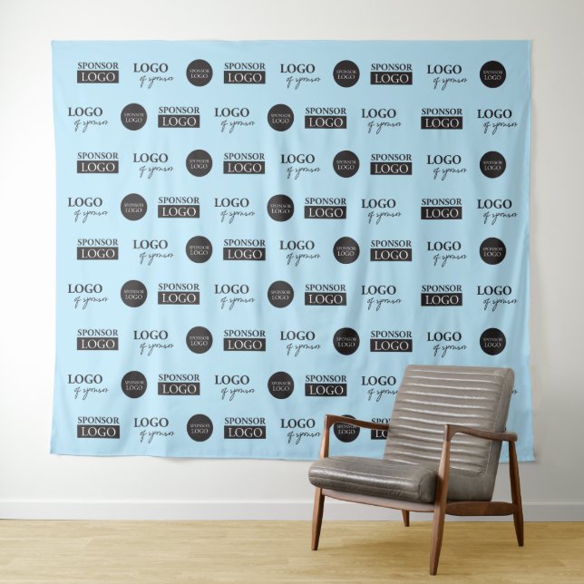 Blue step and repeat 3 Company Sponsor logos Tapestry (In Situ (Horizontal))