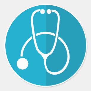 Blue Stethoscope Classic Round Sticker