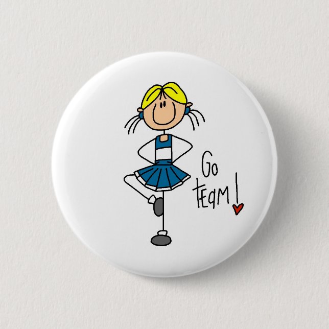 Blue Stick Figure Cheerleader T-shirts and Gifts 6 Cm Round Badge (Front)