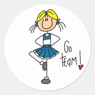 Blue Stick Figure Cheerleader T-shirts and Gifts Classic Round Sticker