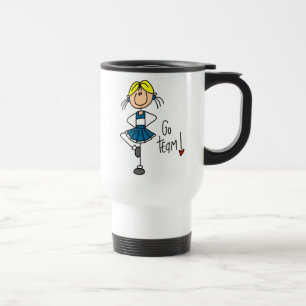 Blue Stick Figure Cheerleader T-shirts and Gifts Travel Mug