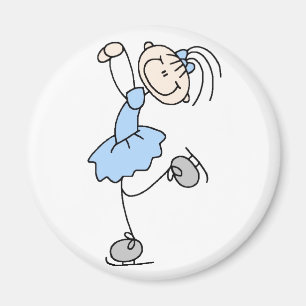 Blue Stick Figure Girl Skater Magnet