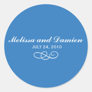 Blue Sticker - Bride and Groom with Date