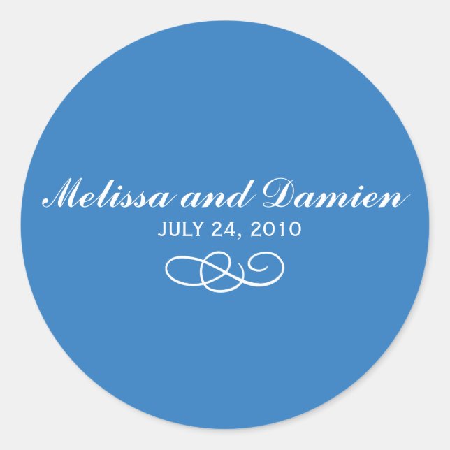 Blue Sticker - Bride and Groom with Date (Front)