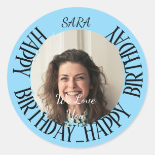 blue Sticker for birthday fully customisable