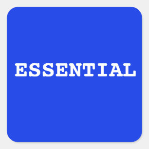BLUE Sticker That Says Essential