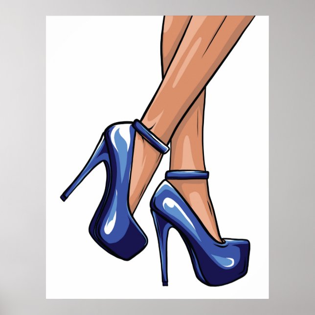 Blue Stiletto Heels and Legs  Poster (Front)