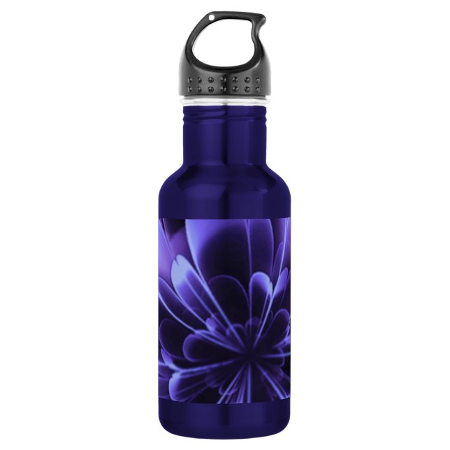 Blue Stilized Corolla Bent Up Petals 532 Ml Water Bottle (Front)
