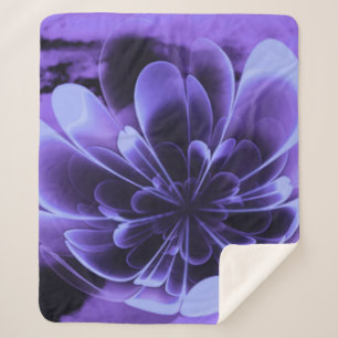 Blue Stilized Corolla Bent Up Petals Sherpa Blanket