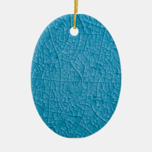 Blue stone cracks ceramic tree decoration (Front)