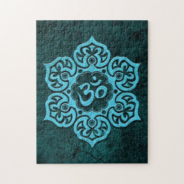 Blue Stone Floral Om Jigsaw Puzzle (Vertical)