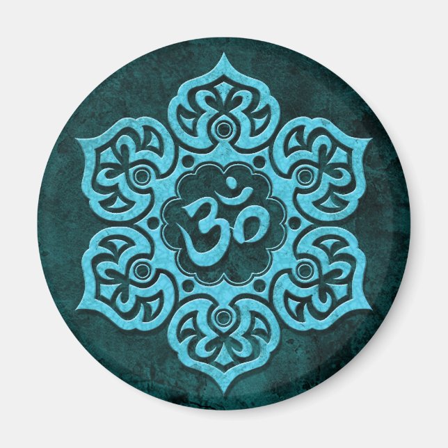 Blue Stone Floral Om Magnet (Front)
