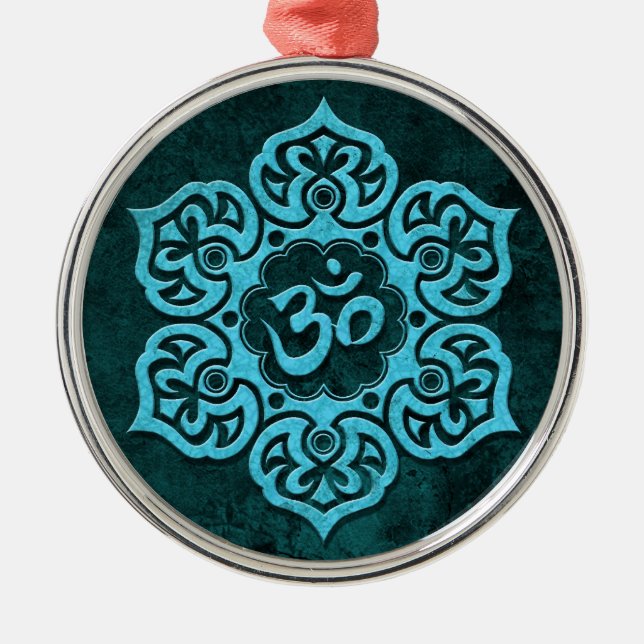 Blue Stone Floral Om Metal Tree Decoration (Front)