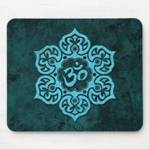 Blue Stone Floral Om Mouse Pad