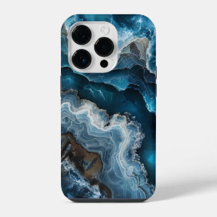 Blue Stone Look Agate Macro Photography iPhone 14 Pro Case
